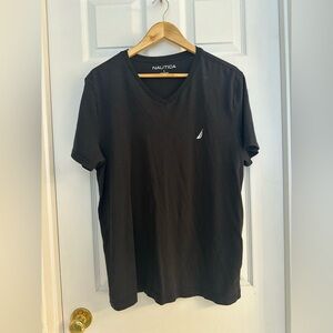 Nautica Black V-Neck Tee – Men’s Large – Classic Cotton